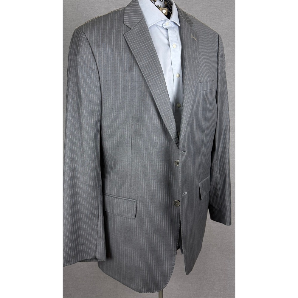 Jos. A. Bank Signature Gold Gray Pinstripe Wool Blazer Suit Jacket 46L 54467
